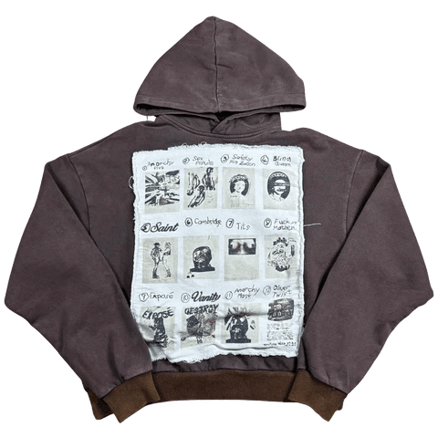 Saint Vanity Brown Patchwork Vain Hoodie by Saint Vanity - NWAHYPE No.1 for streetwear Hoodies in USA