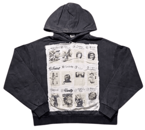 Saint Vanity Charcoal Grey Patchwork Vain Hoodie by Saint Vanity - NWAHYPE No.1 for streetwear Hoodies in USA