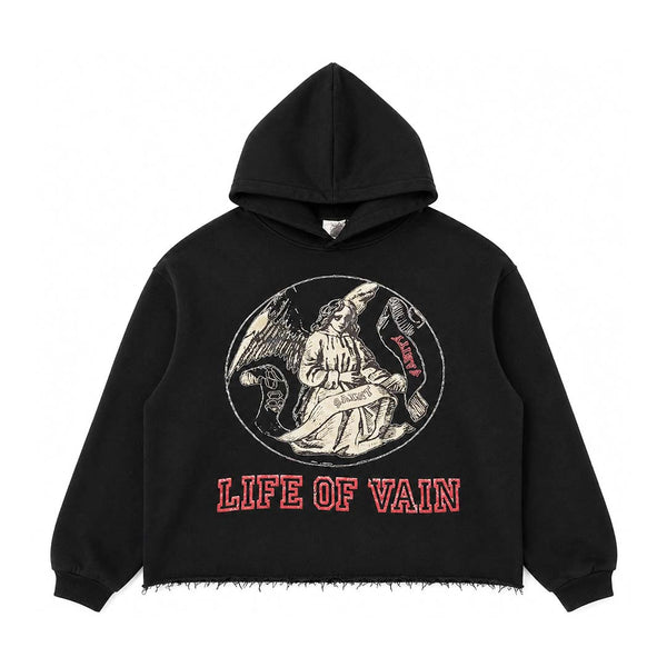 Saint Vanity Life of Vain Cropped Hoodie Black Red by Saint Vanity - NWAHYPE No.1 for streetwear Hoodies in USA