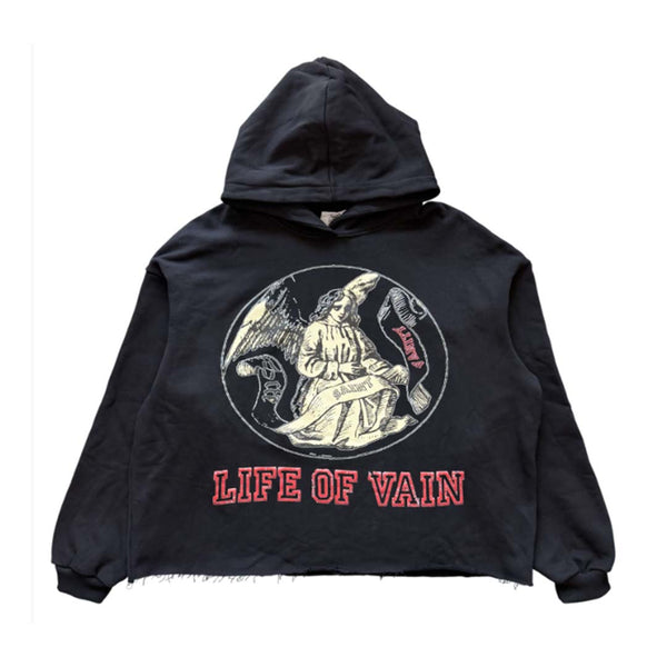 Saint Vanity Life of Vain Cropped Hoodie Black Red by Saint Vanity - NWAHYPE No.1 for streetwear Hoodies in USA