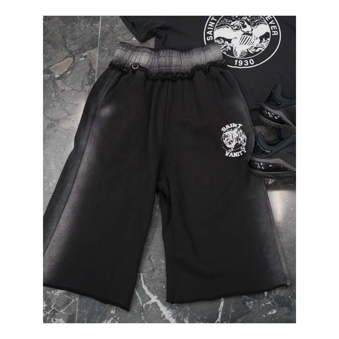 Saint Vanity Long Shorts Faded Ash Black by Saint Vanity - NWAHYPE No.1 for streetwear Shorts in USA