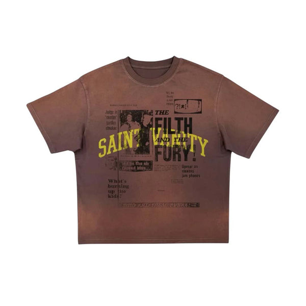 Saint Vanity Newspaper Tee Brown by Saint Vanity - NWAHYPE No.1 for streetwear T-Shirts in USA