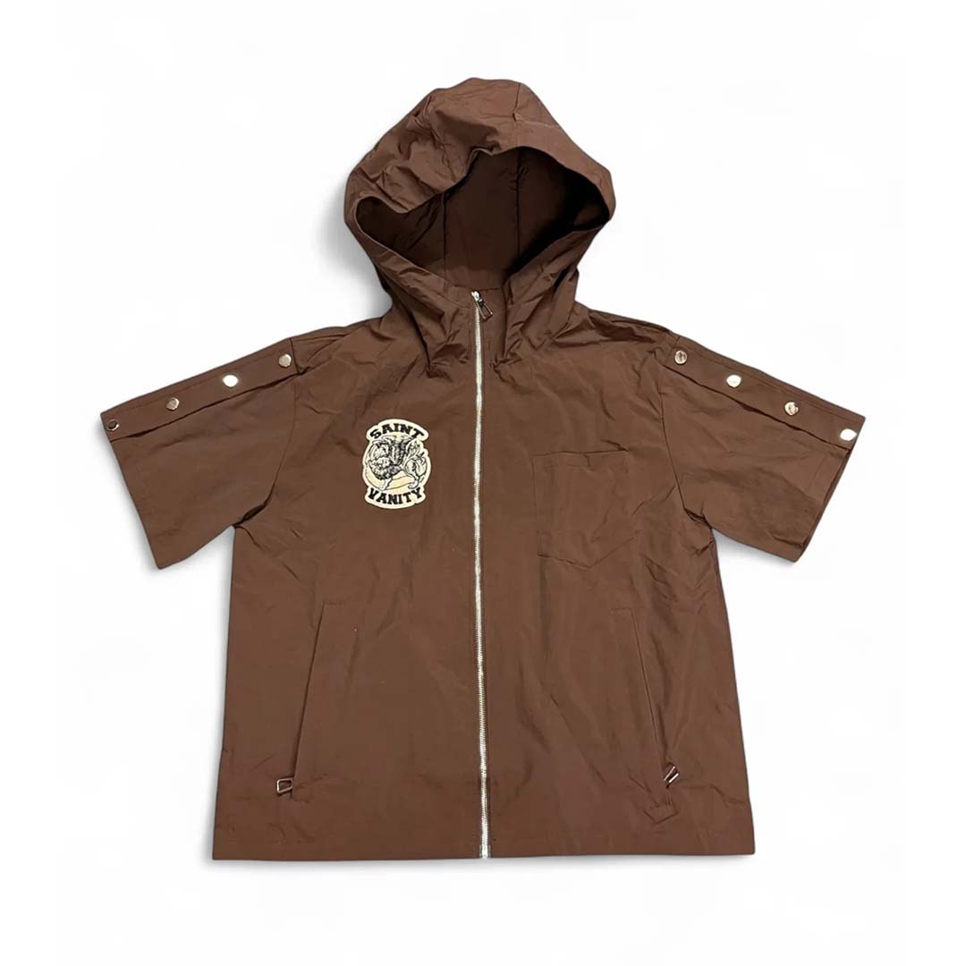 Saint Vanity Nylon Brown Top Zip Up Shirt by Saint Vanity - NWAHYPE No.1 for streetwear T-Shirts in USA