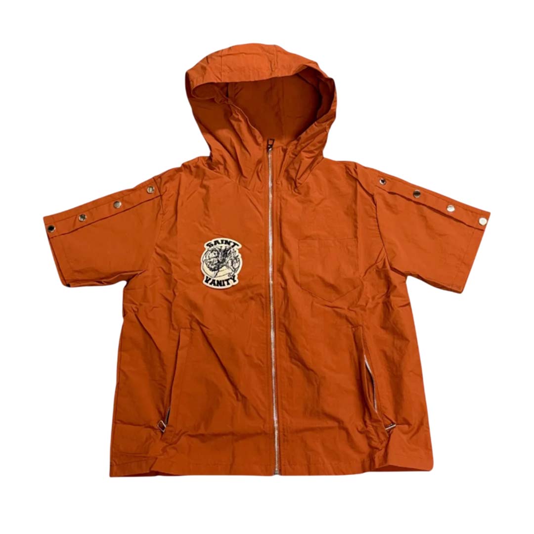 Saint Vanity Nylon Orange Top Zip Up Shirt by Saint Vanity - NWAHYPE No.1 for streetwear T-Shirts in USA