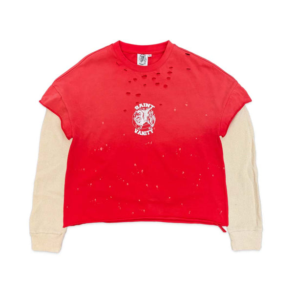 Saint Vanity Red Cutoff Thermal Tee by Saint Vanity - NWAHYPE No.1 for streetwear T-Shirts in USA