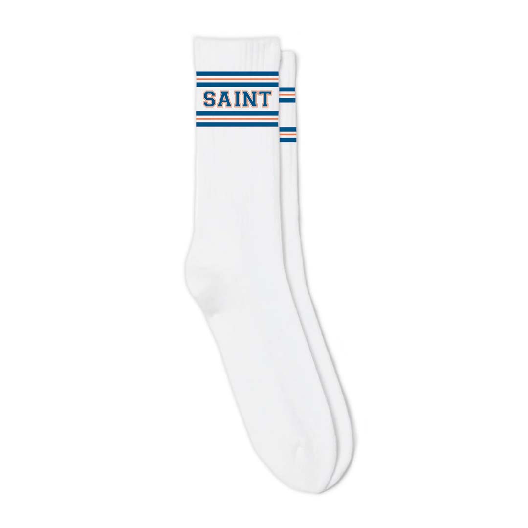 Saint Vanity Striped Socks White Blue Orange by Saint Vanity - NWAHYPE No.1 for streetwear Accessories in USA