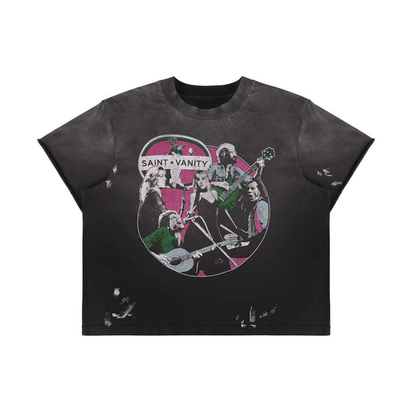 Saint Vanity U-N-I Sex Band Tee Faded Black Pink by Saint Vanity - NWAHYPE No.1 for streetwear T-Shirts in USA