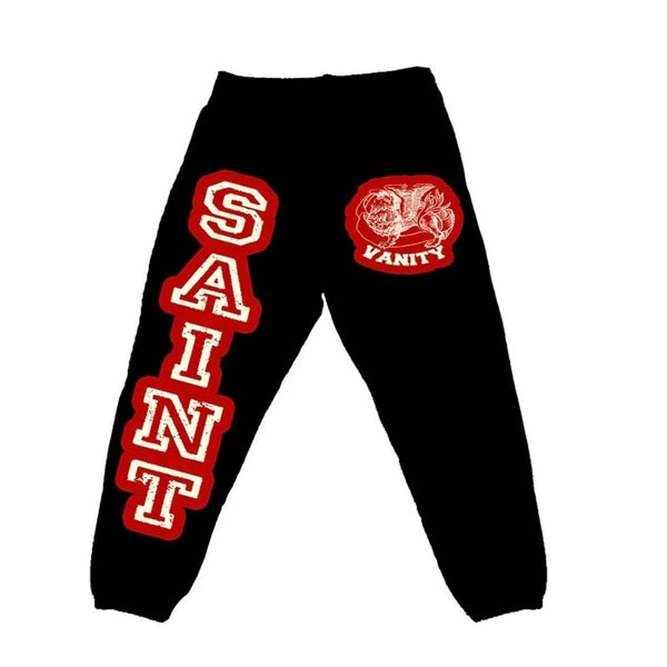 Saint Vanity Varsity Sweatpants Black Red by Saint Vanity - NWAHYPE No.1 for streetwear Pants in USA