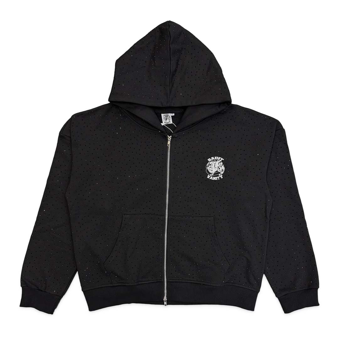 Saint Vanity VVS Rhinestone Oreo Zip Up Hoodie by Saint Vanity - NWAHype 1 for streetwear Hoodies in USA