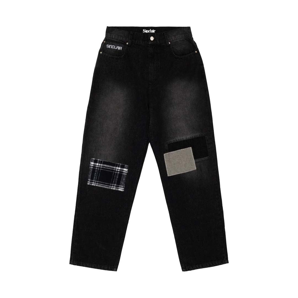 Sinclair Country Patched Denim Jeans Washed Black by Sinclair - NWAHype 1 for streetwear Pants in USA