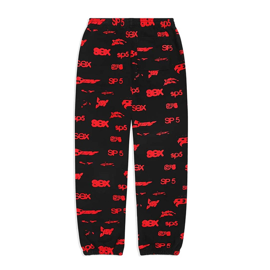 Sp5der AOP Print Sweatpants Black Red by Sp5der - NWAHYPE No.1 for streetwear Pants in USA