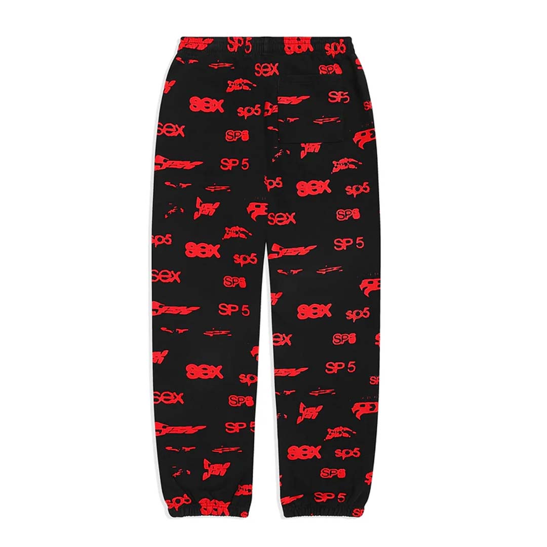 Sp5der AOP Print Sweatpants Black Red by Sp5der - NWAHYPE No.1 for streetwear Pants in USA
