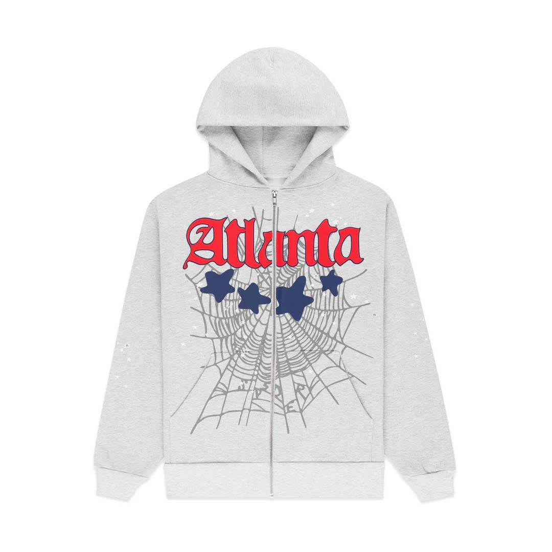 Sp5der ATL Heather Grey Zip Up Hoodie by Sp5der - NWAHype No.1 for streetwear Hoodies in USA