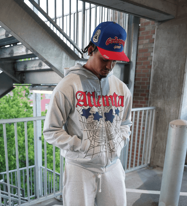 Sp5der Atlanta Heather Grey Zip Up Hoodie by Sp5der - NWAHYPE No.1 for streetwear Hoodies in USA
