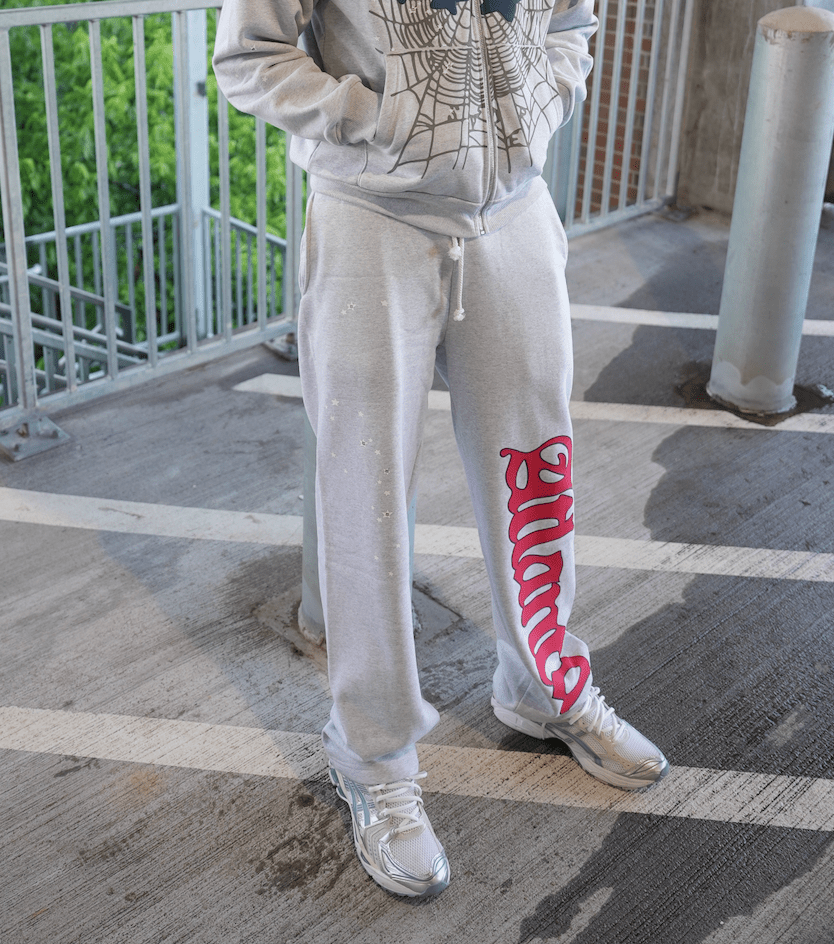Sp5der Atlanta Wide Leg Sweatpants Heather Grey by Sp5der - NWAHYPE No.1 for streetwear Pants in USA