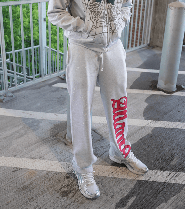 Sp5der Atlanta Wide Leg Sweatpants Heather Grey by Sp5der - NWAHYPE No.1 for streetwear Pants in USA