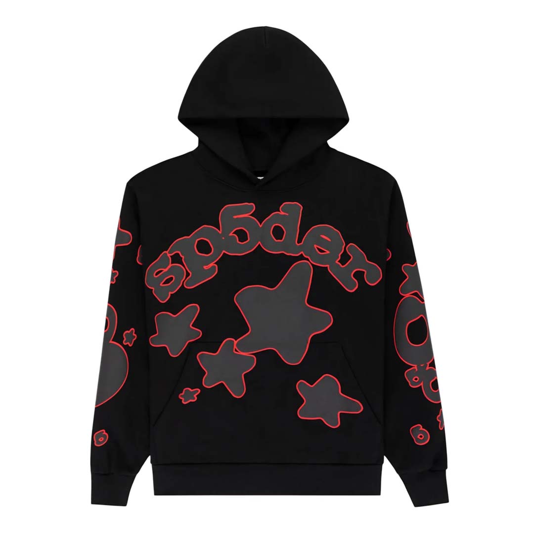 Sp5der Beluga Outline Hoodie Black Red by Sp5der - NWAHype No.1 for streetwear Hoodies in USA