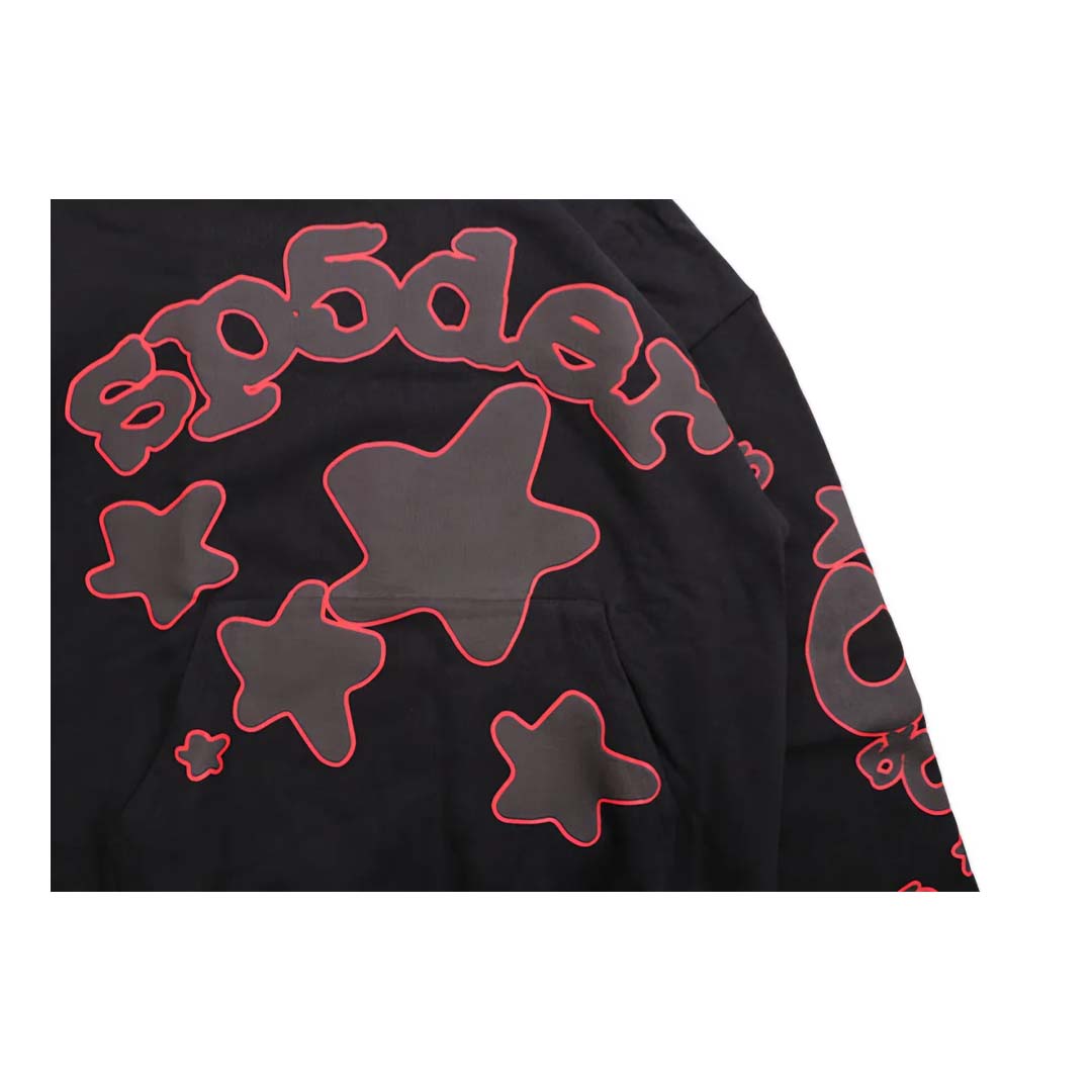 Sp5der Beluga Outline Hoodie Black Red by Sp5der - NWAHype No.1 for streetwear Hoodies in USA