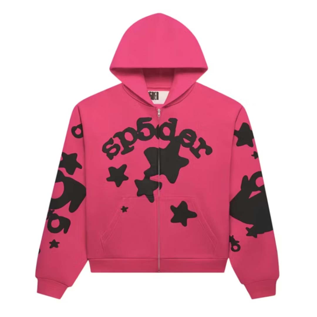 Sp5der Beluga Zip Up Hoodie Pink Black by Sp5der - NWAHYPE No.1 for streetwear Hoodies in USA