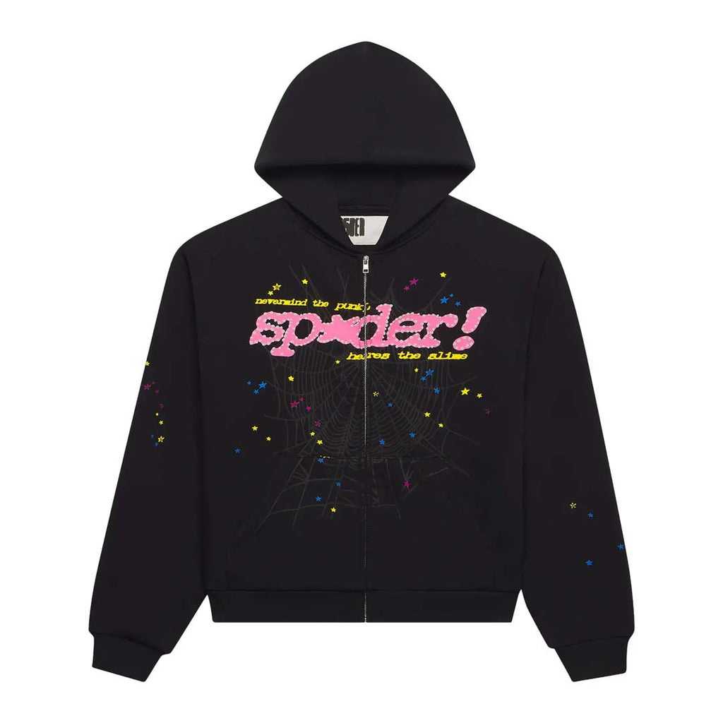 Sp5der Black P*nk V2 Zip Up Hoodie by Sp5der - NWAHYPE No.1 for streetwear Hoodies in USA