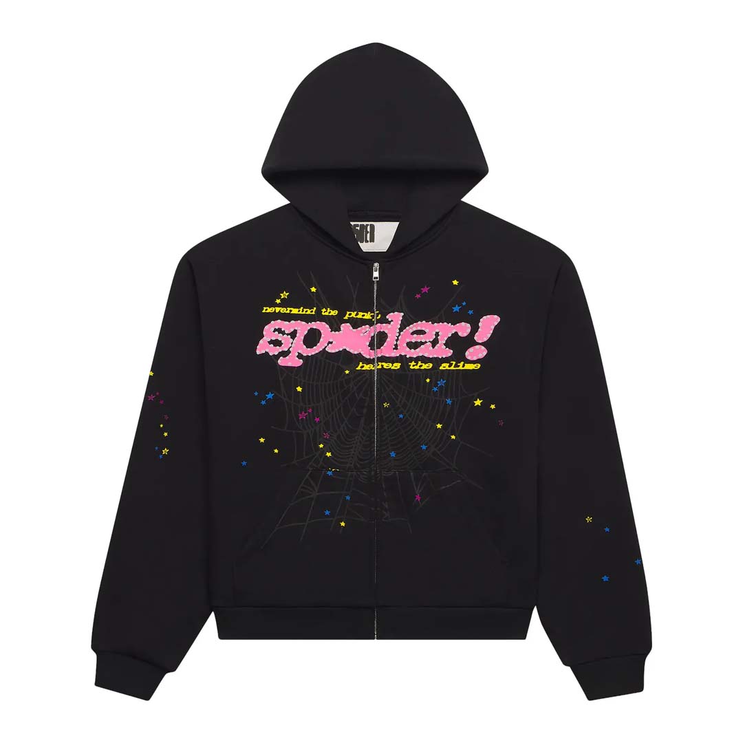 Sp5der Black P*nk V2 Zip Up Hoodie by Sp5der - NWAHYPE No.1 for streetwear Hoodies in USA