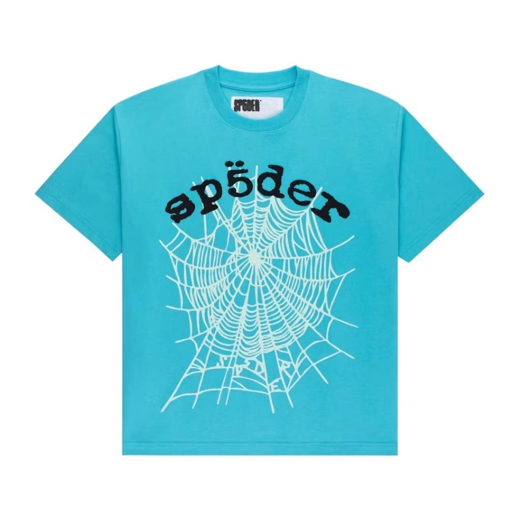 Sp5der Cyan OG Web V2 Tee by Sp5der - NWAHYPE No.1 for streetwear T-Shirts in USA