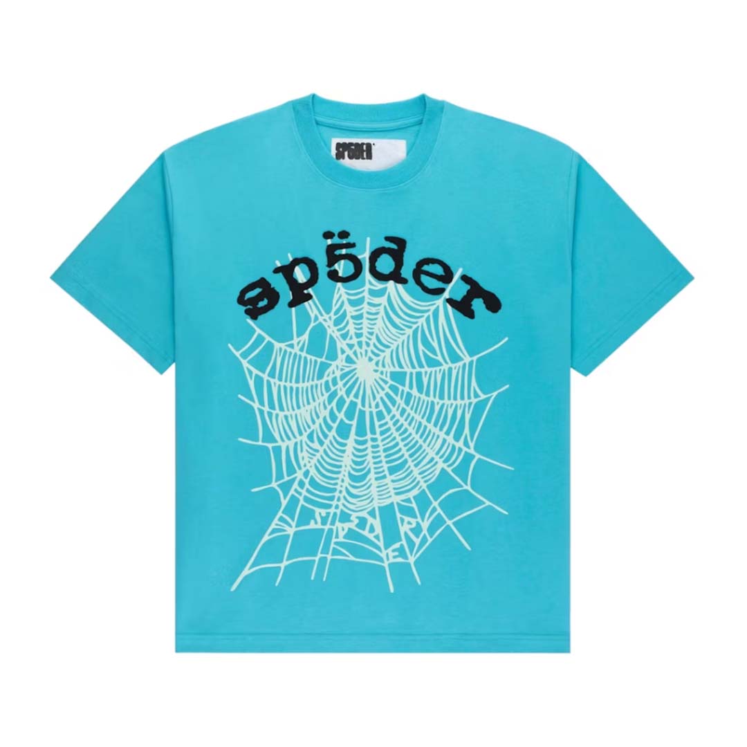 Sp5der Cyan OG Web V2 Tee by Sp5der - NWAHYPE No.1 for streetwear T-Shirts in USA