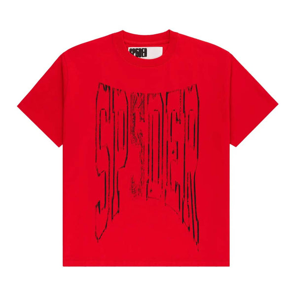 Sp5der Diffused Collegiate Tee Red by Sp5der - NWAHYPE No.1 for streetwear T-Shirts in USA