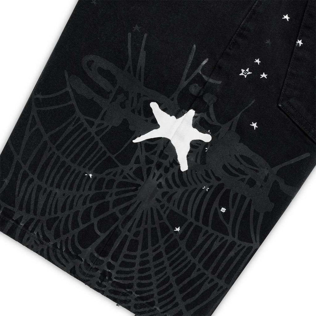 Sp5der Heavy Web Jean Short Black by Sp5der - NWAHYPE No.1 for streetwear Shorts in USA