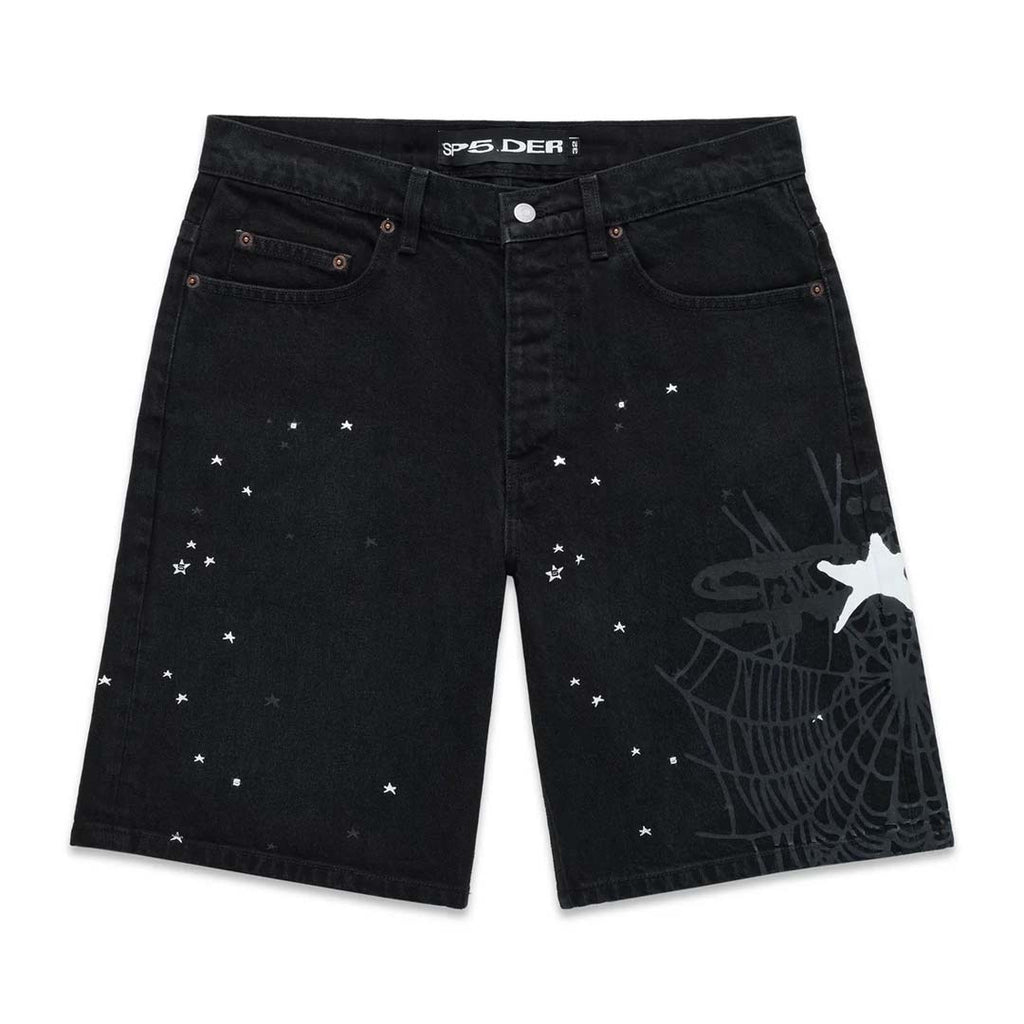 Sp5der Heavy Web Jean Short Black by Sp5der - NWAHYPE No.1 for streetwear Shorts in USA