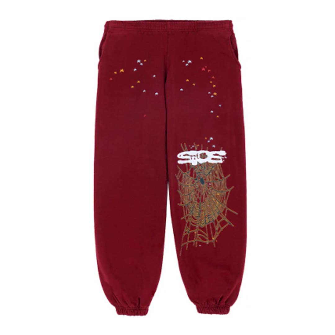 Sp5der Logo Sweatpants 'Maroon' by Sp5der - NWAHype 1 for streetwear Pants in USA