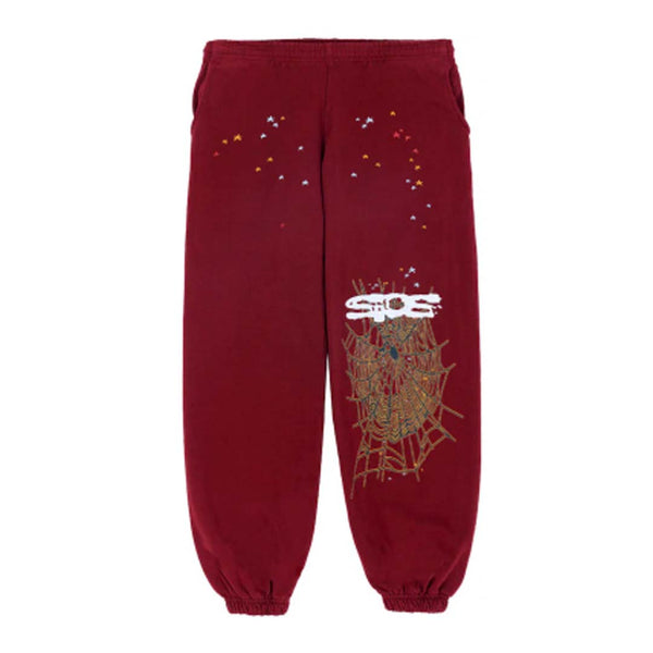Sp5der Logo Sweatpants 'Maroon' by Sp5der - NWAHype 1 for streetwear Pants in USA