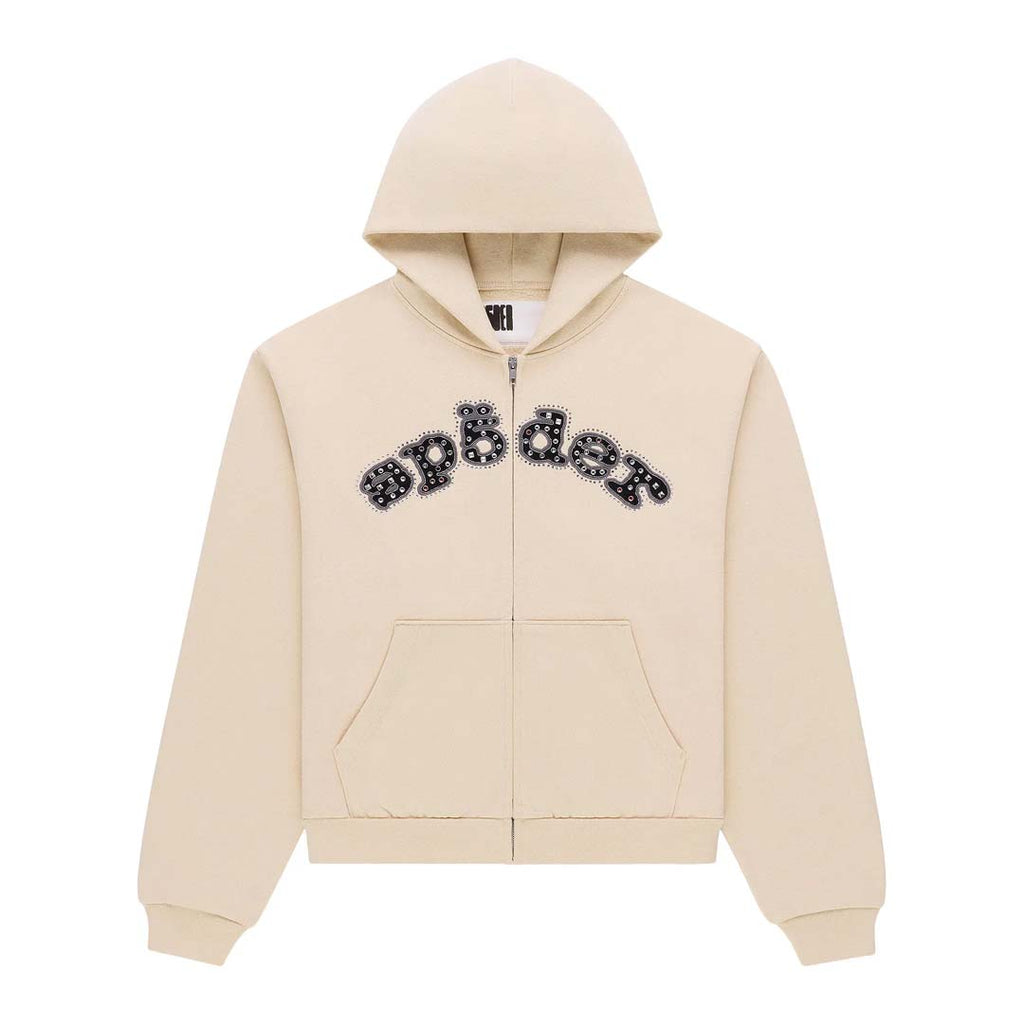 Sp5der Mixed Stone OG V2 Zip Up Hoodie Cream Black by Sp5der - NWAHYPE No.1 for streetwear Hoodies in USA