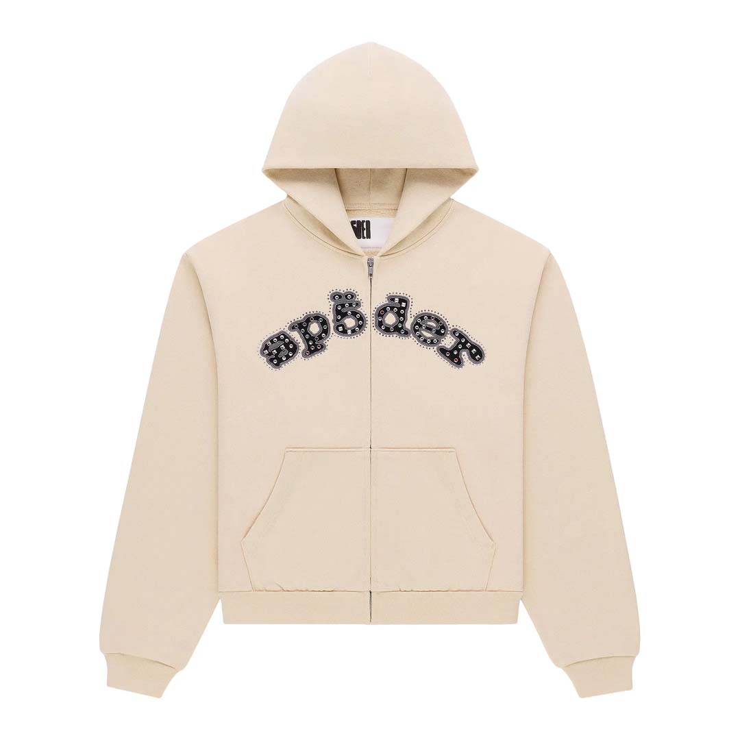 Sp5der Mixed Stone OG V2 Zip Up Hoodie Cream Black by Sp5der - NWAHYPE No.1 for streetwear Hoodies in USA