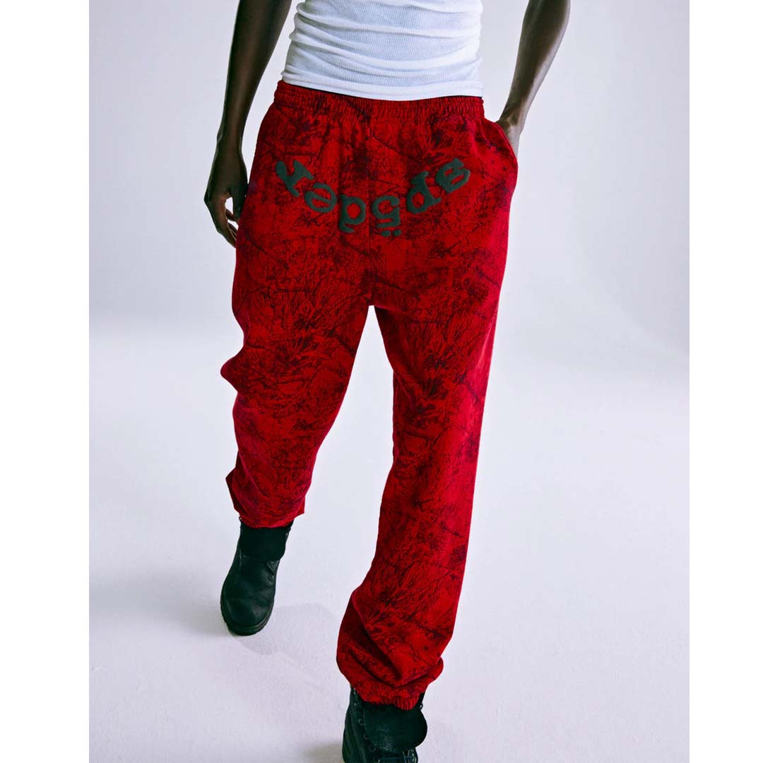 Sp5der OG Tree Camo Sweatpants Red by Sp5der - NWAHype No.1 for streetwear Pants in USA