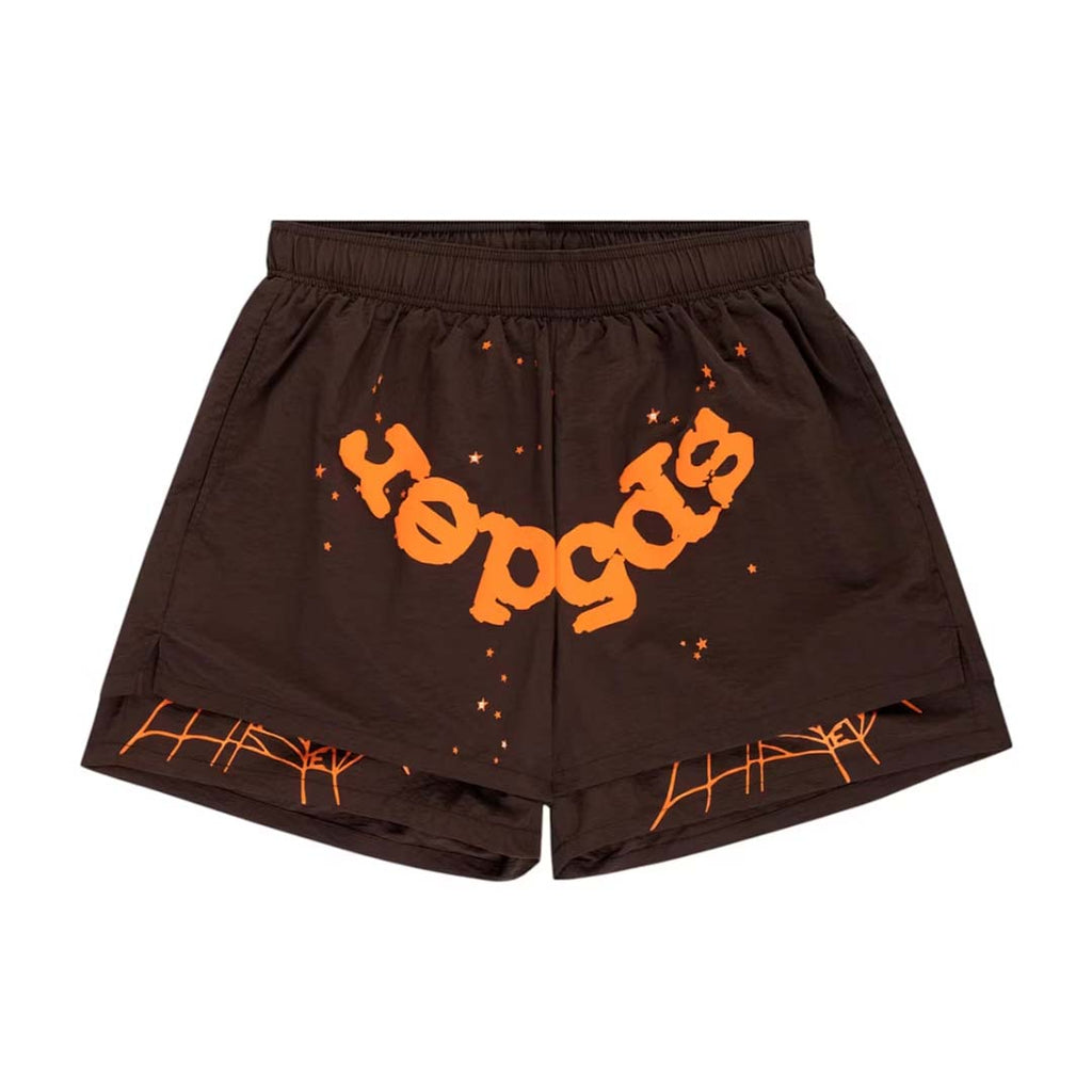 Sp5der OG Web Double Layer Short Brown/Orange by Sp5der - NWAHYPE No.1 for streetwear Shorts in USA