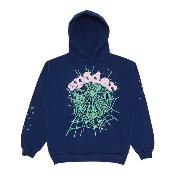 Sp5der OG Web Hoodie Navy Blue Green Pink by Sp5der - NWAHype 1 for streetwear Hoodies in USA