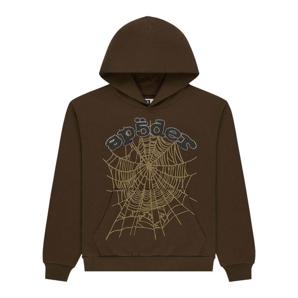Sp5der OG Web Rhinestone Hoodie Brown by Sp5der - NWAHYPE No.1 for streetwear Hoodies in USA