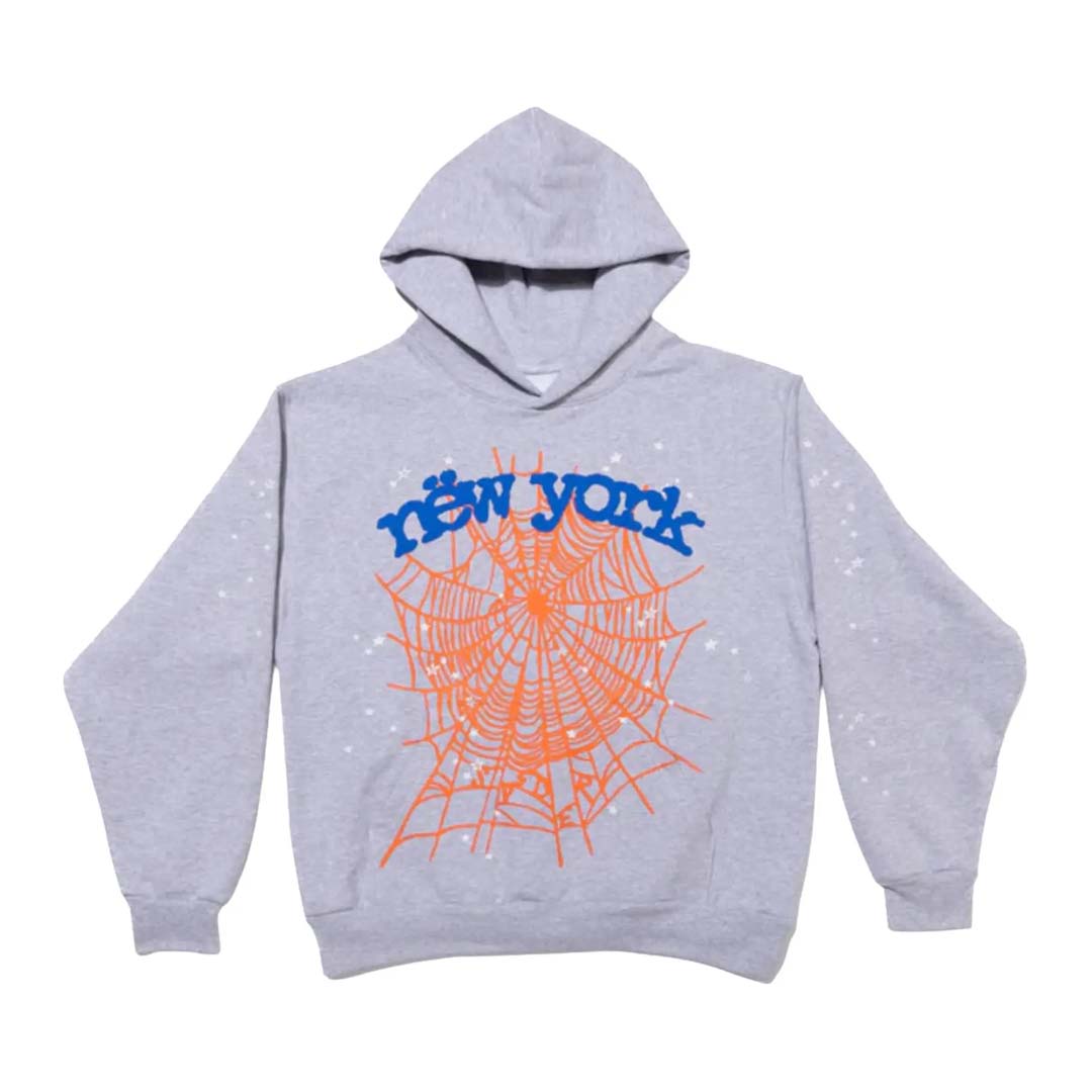 Sp5der OG Web V2 New York Knicks Hoodie Grey Blue Orange by Sp5der - NWAHYPE No.1 for streetwear Hoodies in USA