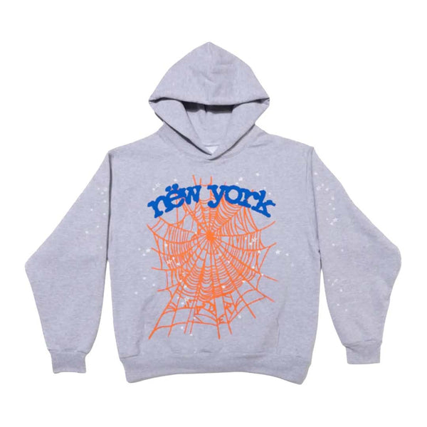 Sp5der OG Web V2 New York Knicks Hoodie Grey Blue Orange by Sp5der - NWAHYPE No.1 for streetwear Hoodies in USA
