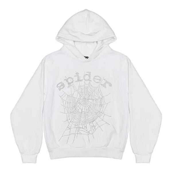 Sp5der Rhinestone Logo Hoodie 'White' by Sp5der - NWAHype 1 for streetwear Hoodies in USA