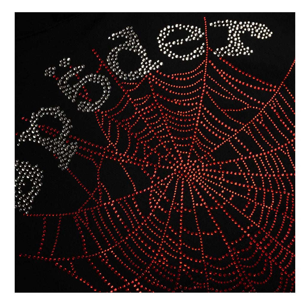 Sp5der Rhinestone OG Web V2 Hoodie Black Red by Sp5der - NWAHype No.1 for streetwear Hoodies in USA