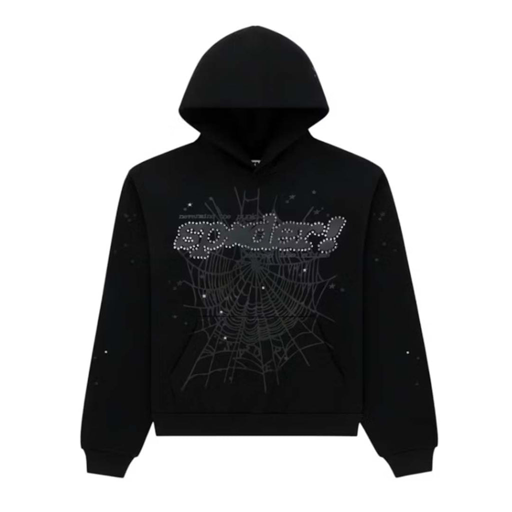 Sp5der Rhinestone P*nk V2 Triple Black Hoodie by Sp5der - NWAHYPE No.1 for streetwear Hoodies in USA