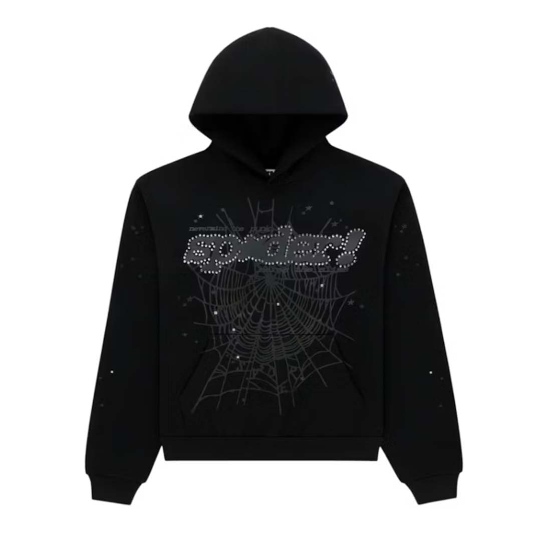 Sp5der Rhinestone P*nk V2 Triple Black Hoodie by Sp5der - NWAHYPE No.1 for streetwear Hoodies in USA