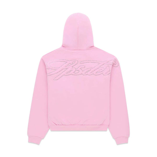 Sp5der Rhinestone Script Zip Up Hoodie Light Pink by Sp5der - NWAHYPE No.1 for streetwear Hoodies in USA