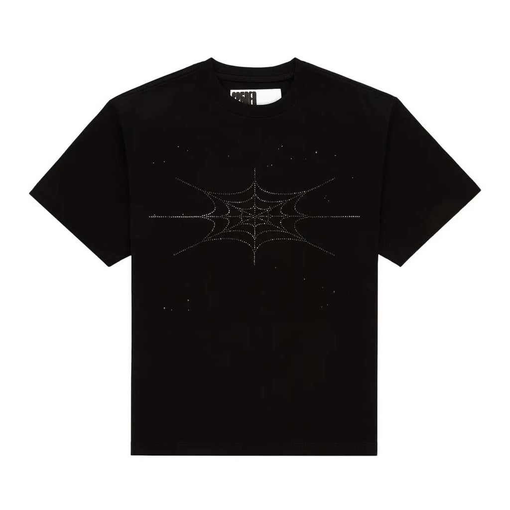 Sp5der Rhinestone Silk Web Tee Black by Sp5der - NWAHYPE No.1 for streetwear T-Shirts in USA