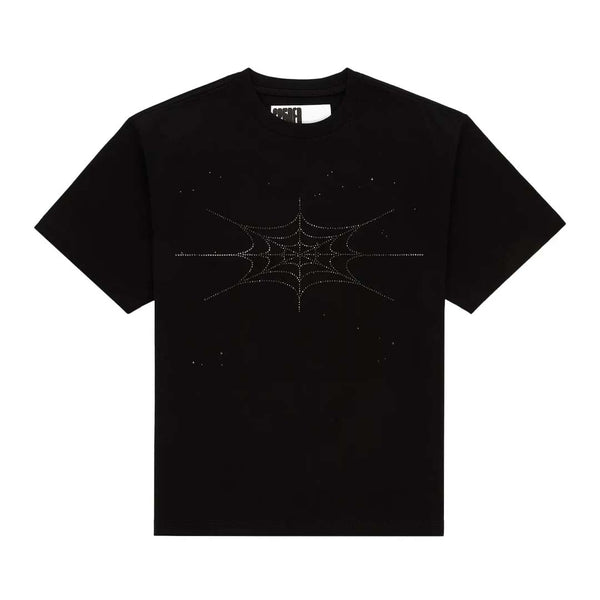 Sp5der Rhinestone Silk Web Tee Black by Sp5der - NWAHYPE No.1 for streetwear T-Shirts in USA