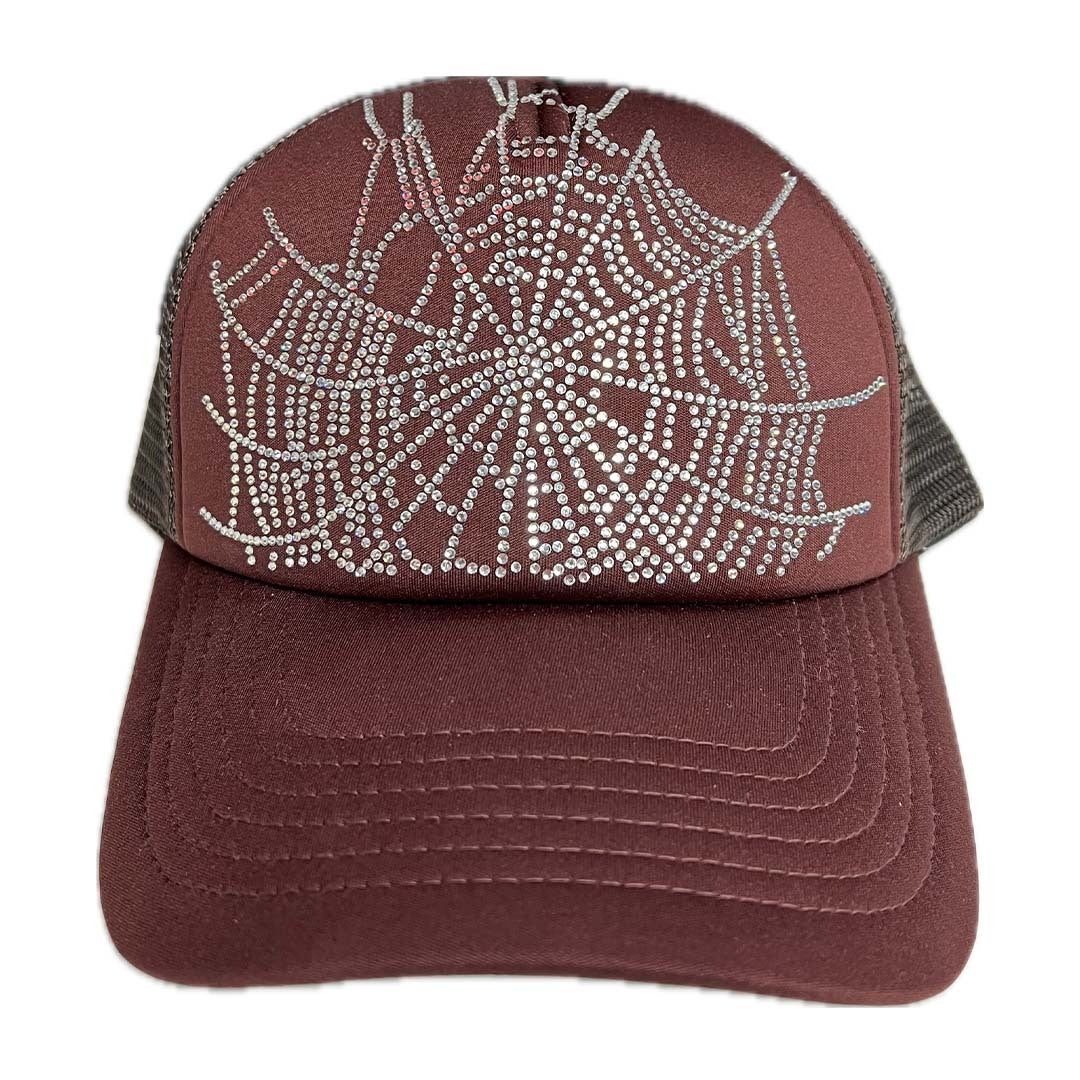 Sp5der Rhinestone Trucker Hat Burgundy by Sp5der - NWAHype 1 for streetwear Hats in USA