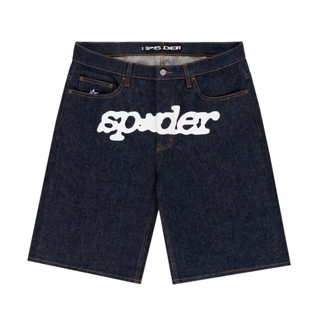 Sp5der V3 Logo Denim Short Indigo by Sp5der - NWAHYPE No.1 for streetwear Shorts in USA