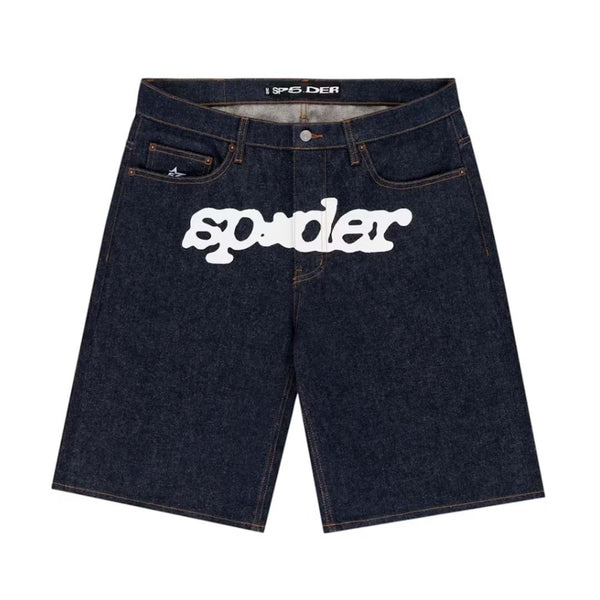 Sp5der V3 Logo Denim Short Indigo by Sp5der - NWAHYPE No.1 for streetwear Shorts in USA